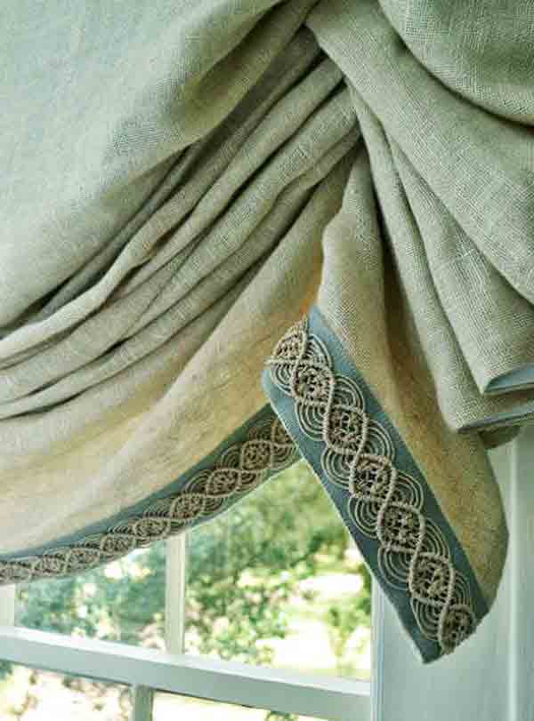 Декоративная тесьма в дизайне римской шторы
