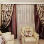 ШГ0041 Шторы в спальню классические, двухцветные, белые, коричневые с узором Шторы в спальню ШГ0041 классические, двухцветные, белые, коричневые с узором