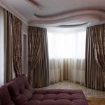 Шторы в гостиную ШГ0062 двухцветные, коричневые однотонные и с узором, классика
